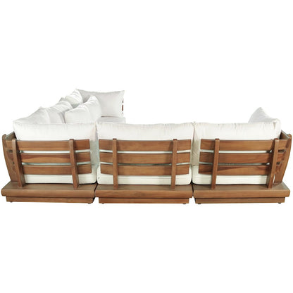 Mirella 113" White Water Resistant Fabric 5pc Patio Sectional