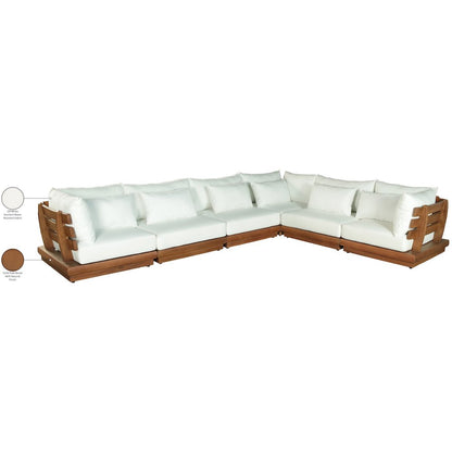 Mirella 150" White Water Resistant Fabric 6pc Patio Sectional