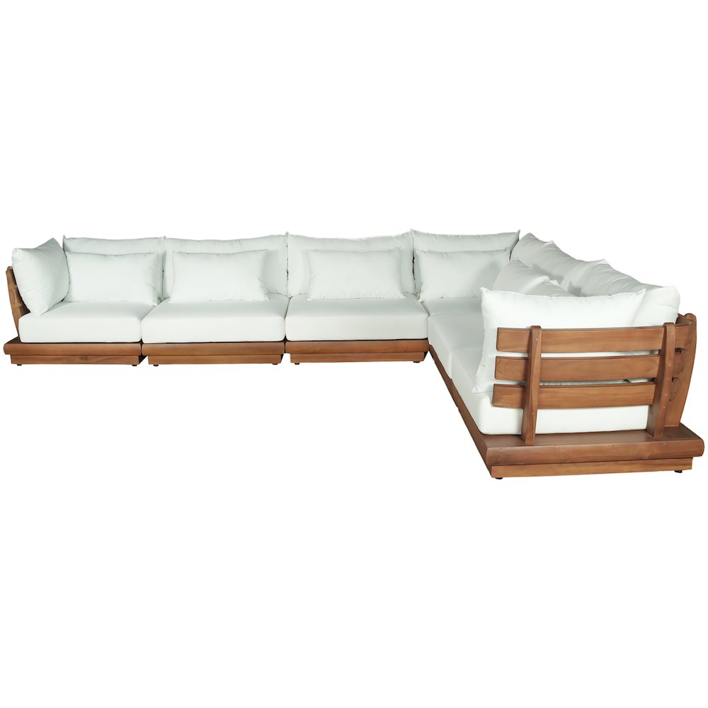 Mirella 150" White Water Resistant Fabric 6pc Patio Sectional