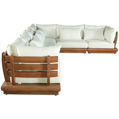 Mirella 150" White Water Resistant Fabric 6pc Patio Sectional