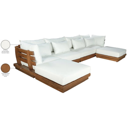 Mirella 150" White Water Resistant Fabric 6pc Patio Sectional
