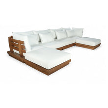 Mirella 150" White Water Resistant Fabric 6pc Patio Sectional