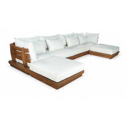 Mirella 150" White Water Resistant Fabric 6pc Patio Sectional