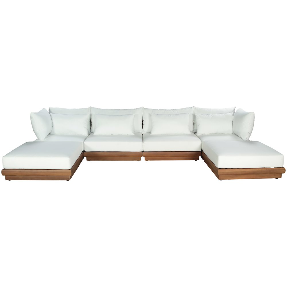 Mirella 150" White Water Resistant Fabric 6pc Patio Sectional