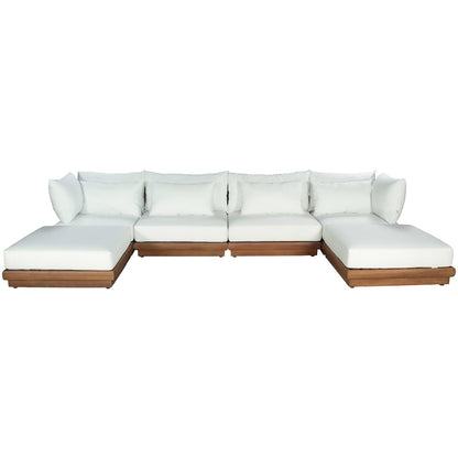 Mirella 150" White Water Resistant Fabric 6pc Patio Sectional