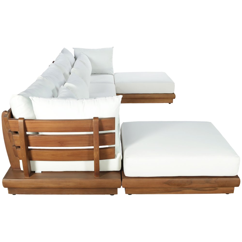 Mirella 150" White Water Resistant Fabric 6pc Patio Sectional
