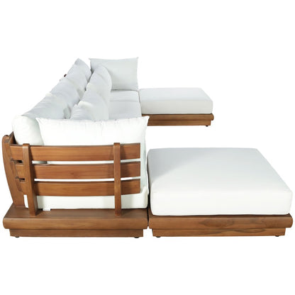 Mirella 150" White Water Resistant Fabric 6pc Patio Sectional