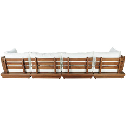 Mirella 150" White Water Resistant Fabric 6pc Patio Sectional