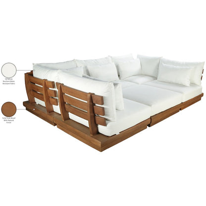 Mirella 113" White Water Resistant Fabric 6pc Patio Sectional