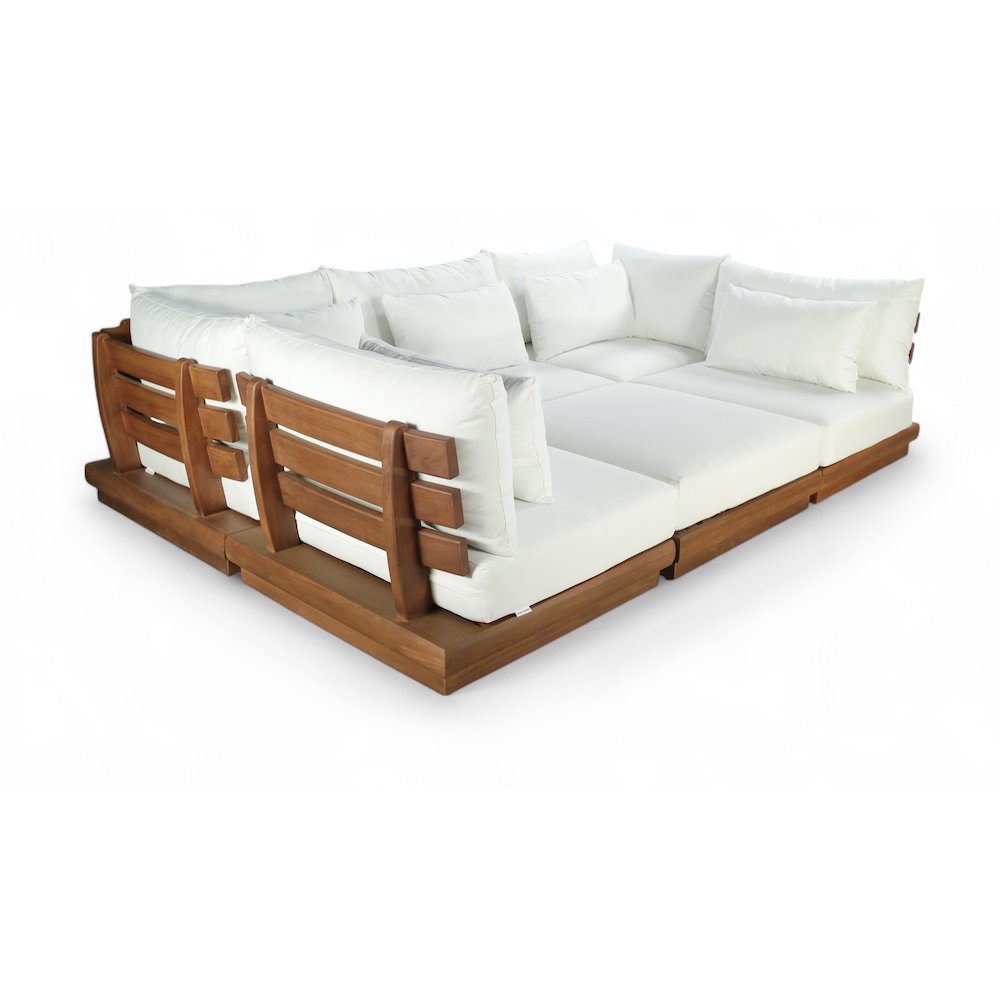 Mirella 113" White Water Resistant Fabric 6pc Patio Sectional