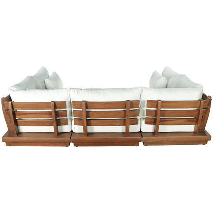 Mirella 113" White Water Resistant Fabric 6pc Patio Sectional