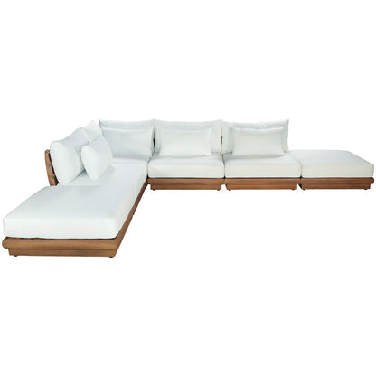 Mirella 149" White Water Resistant Fabric 6pc Patio Sectional