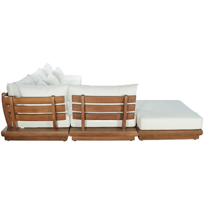 Mirella 149" White Water Resistant Fabric 6pc Patio Sectional