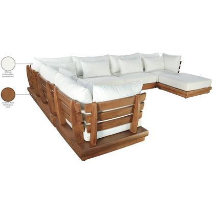 Mirella 150" White Water Resistant Fabric 7pc Patio Sectional