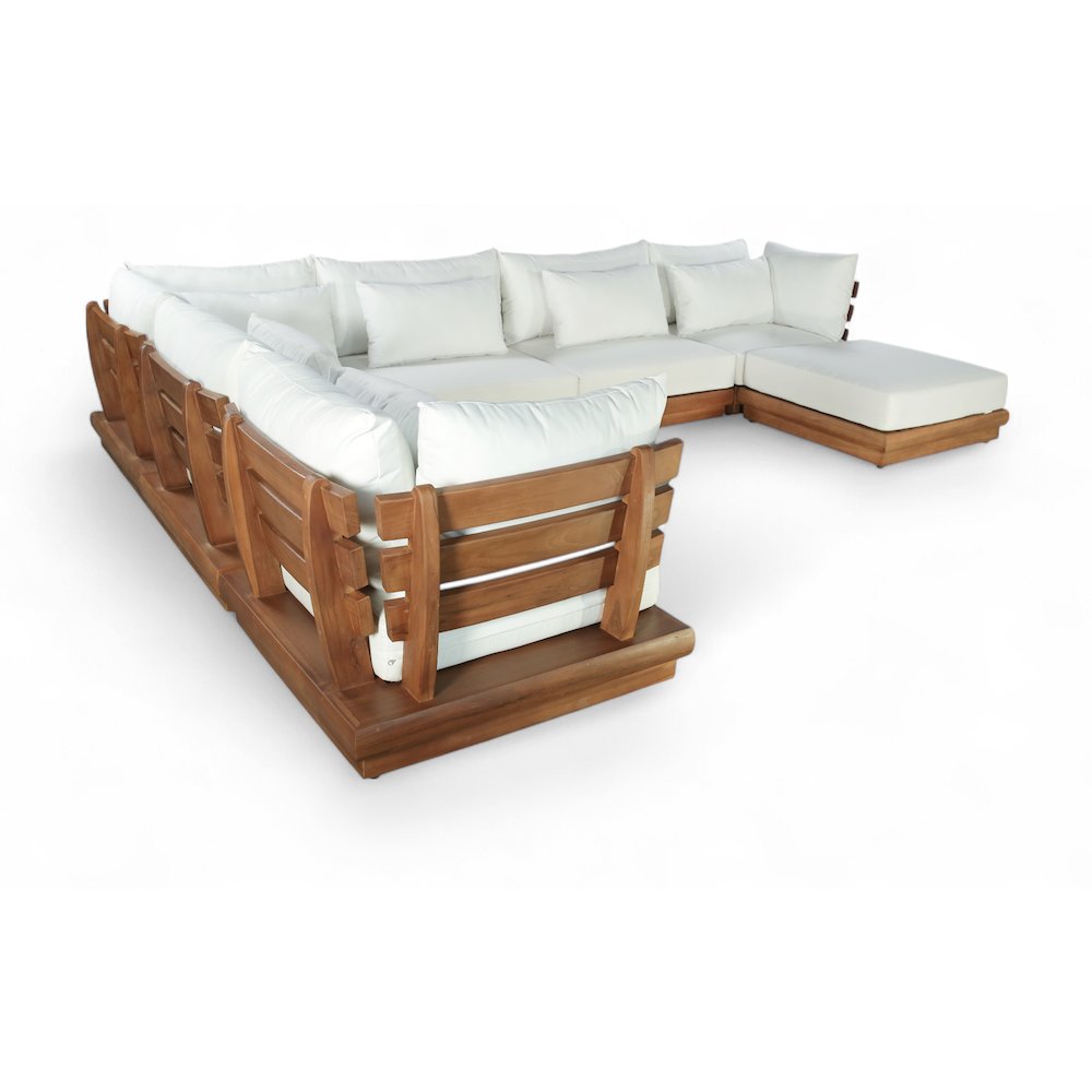Mirella 150" White Water Resistant Fabric 7pc Patio Sectional