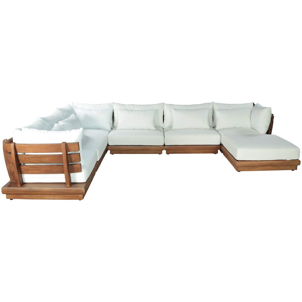 Mirella 150" White Water Resistant Fabric 7pc Patio Sectional