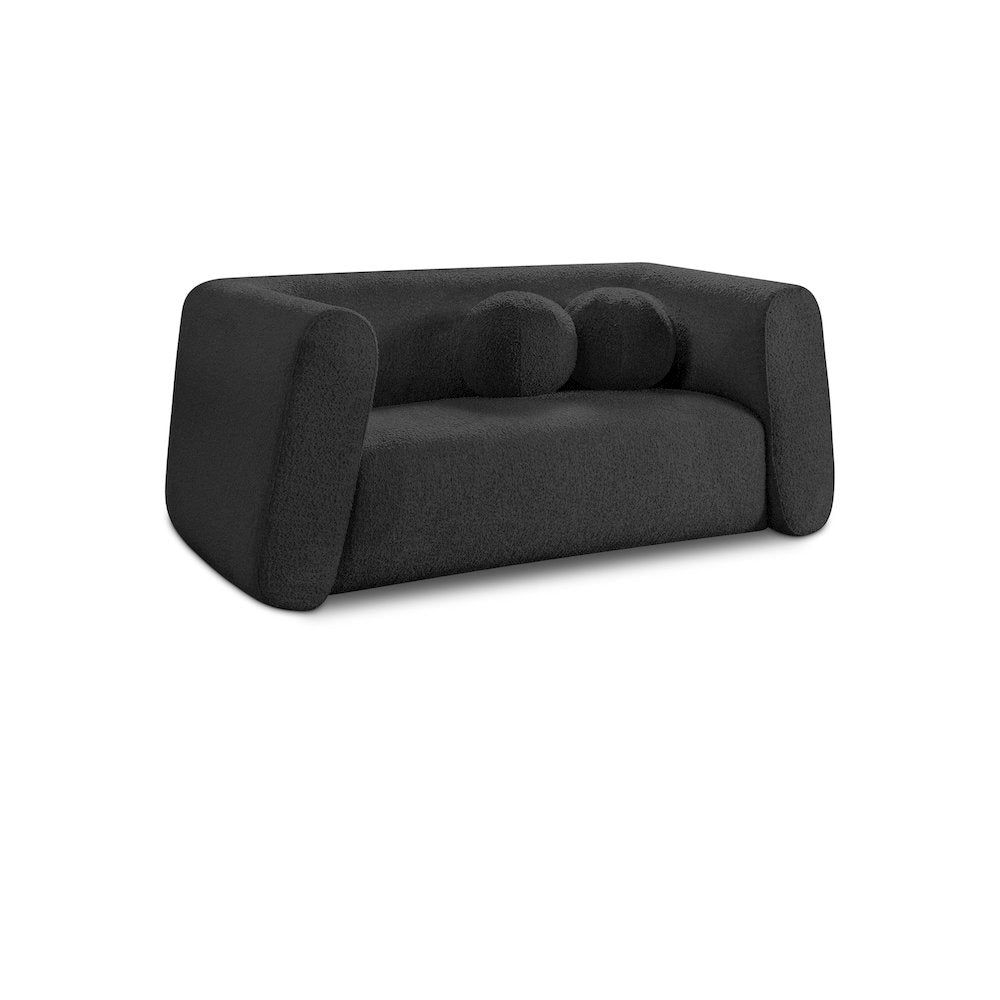 Abbington Black Boucle Fabric Loveseat