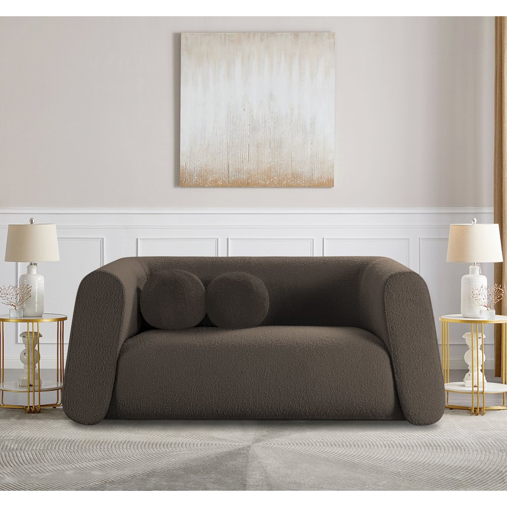 Abbington Brown Boucle Fabric Loveseat
