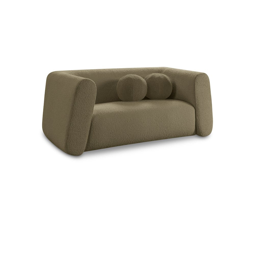 Abbington Olive Boucle Fabric Loveseat