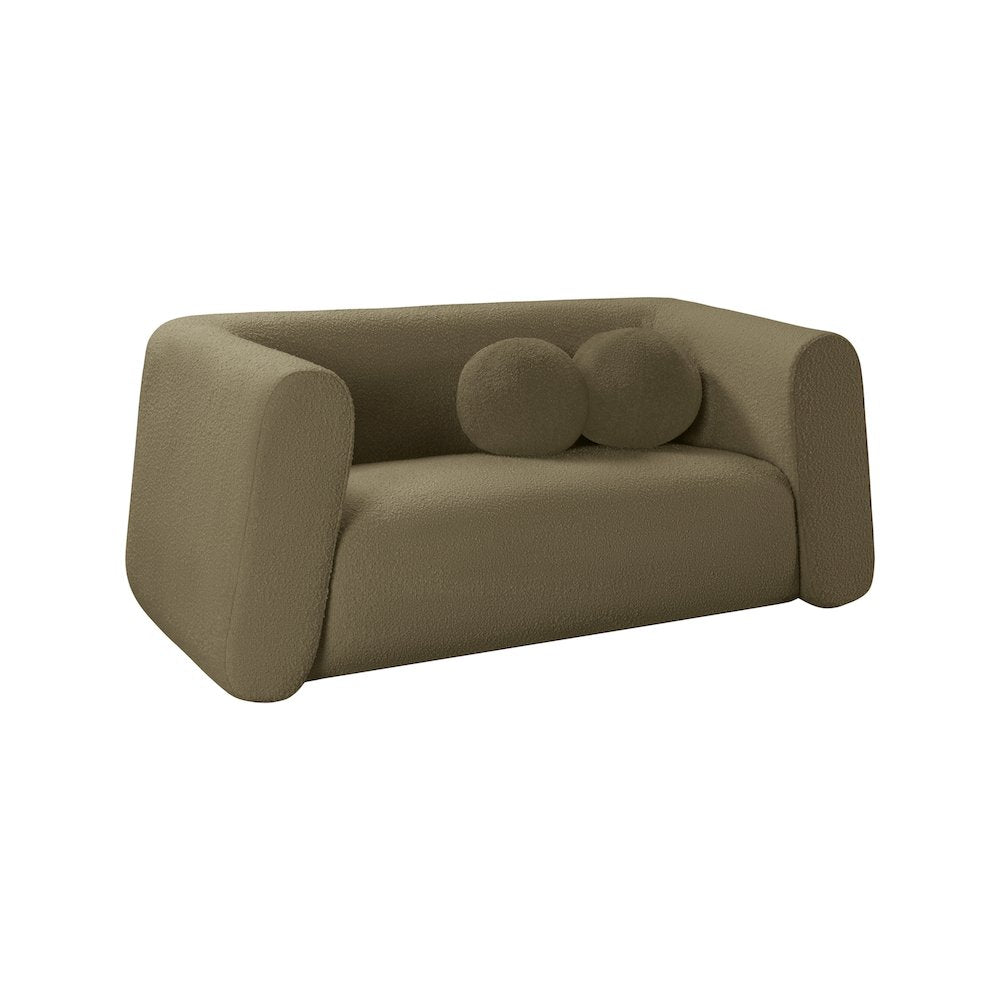 Abbington Olive Boucle Fabric Loveseat