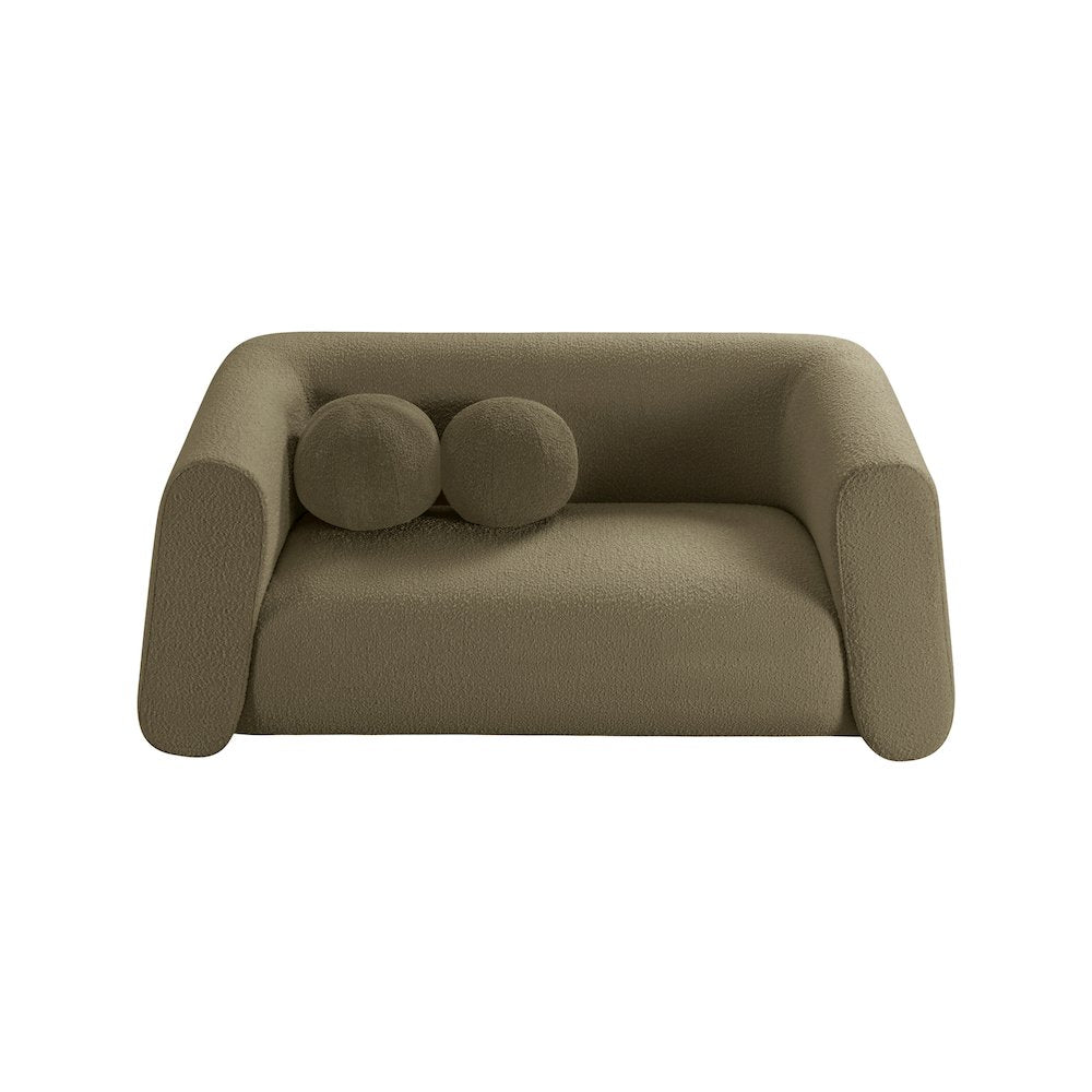 Abbington Olive Boucle Fabric Loveseat