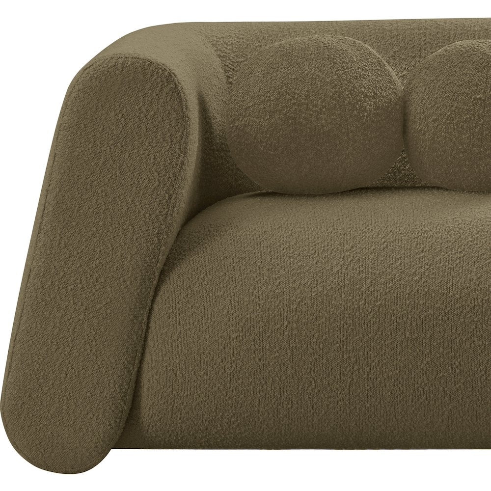 Abbington Olive Boucle Fabric Loveseat
