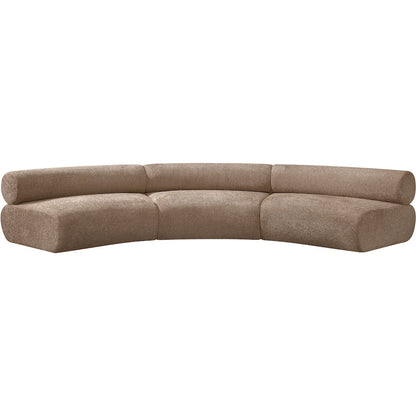Bale 152" Brown Chenille Fabric Upholstered 3 pc. Modular Sectional