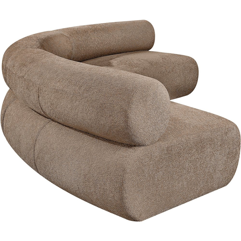 Bale 152" Brown Chenille Fabric Upholstered 3 pc. Modular Sectional
