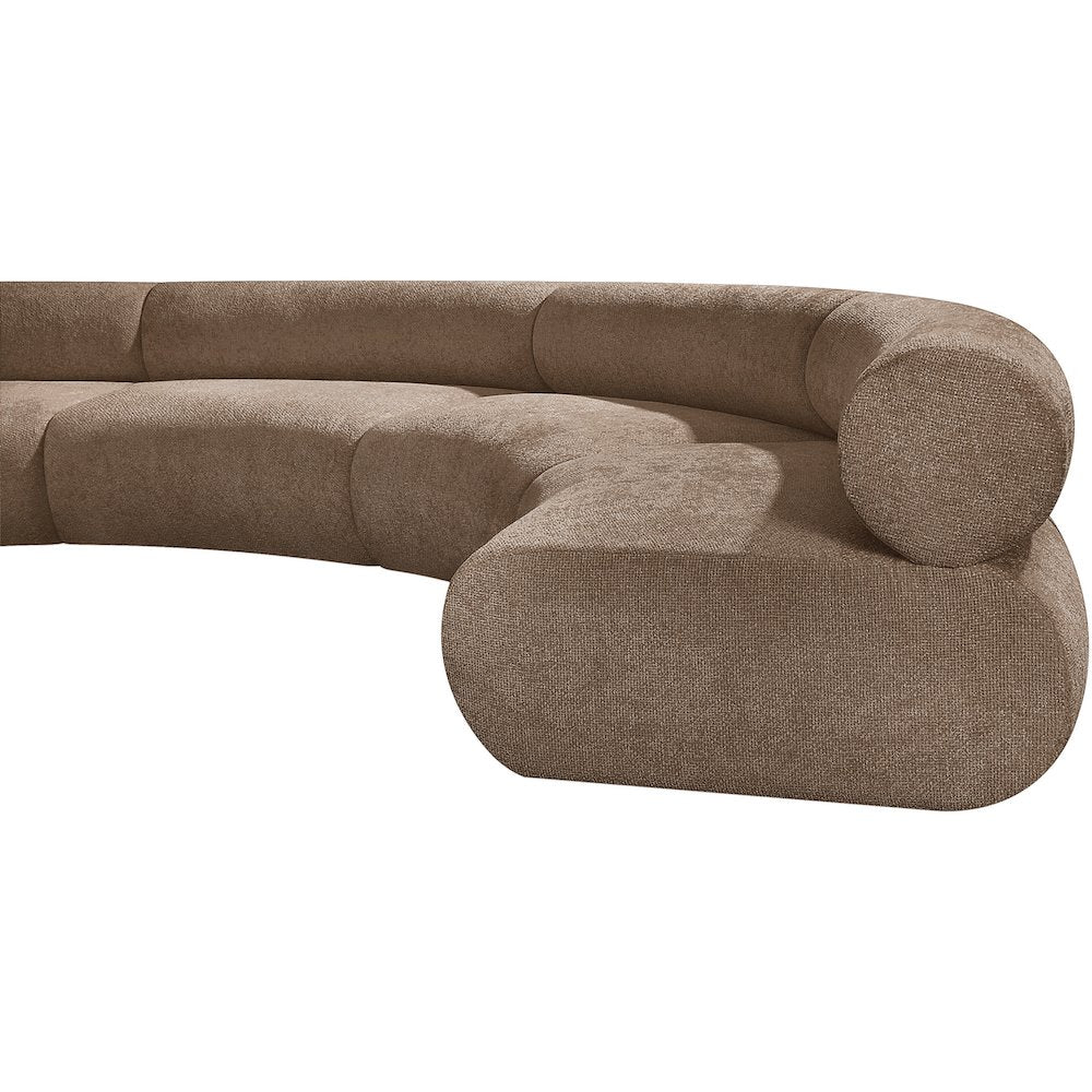 Bale 183" Brown Chenille Fabric Upholstered 4 pc. Modular Sectional