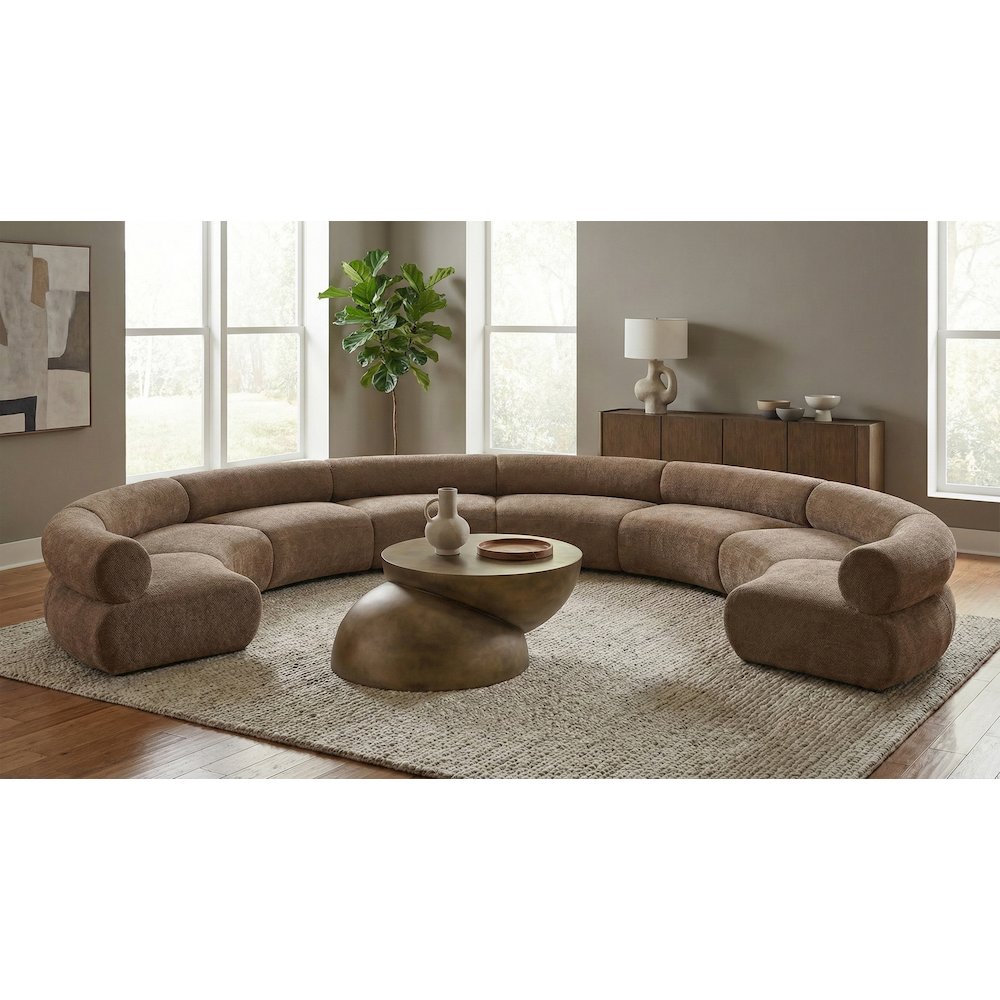 Bale 202" Brown Chenille Fabric Upholstered 8 pc. Modular Sectional