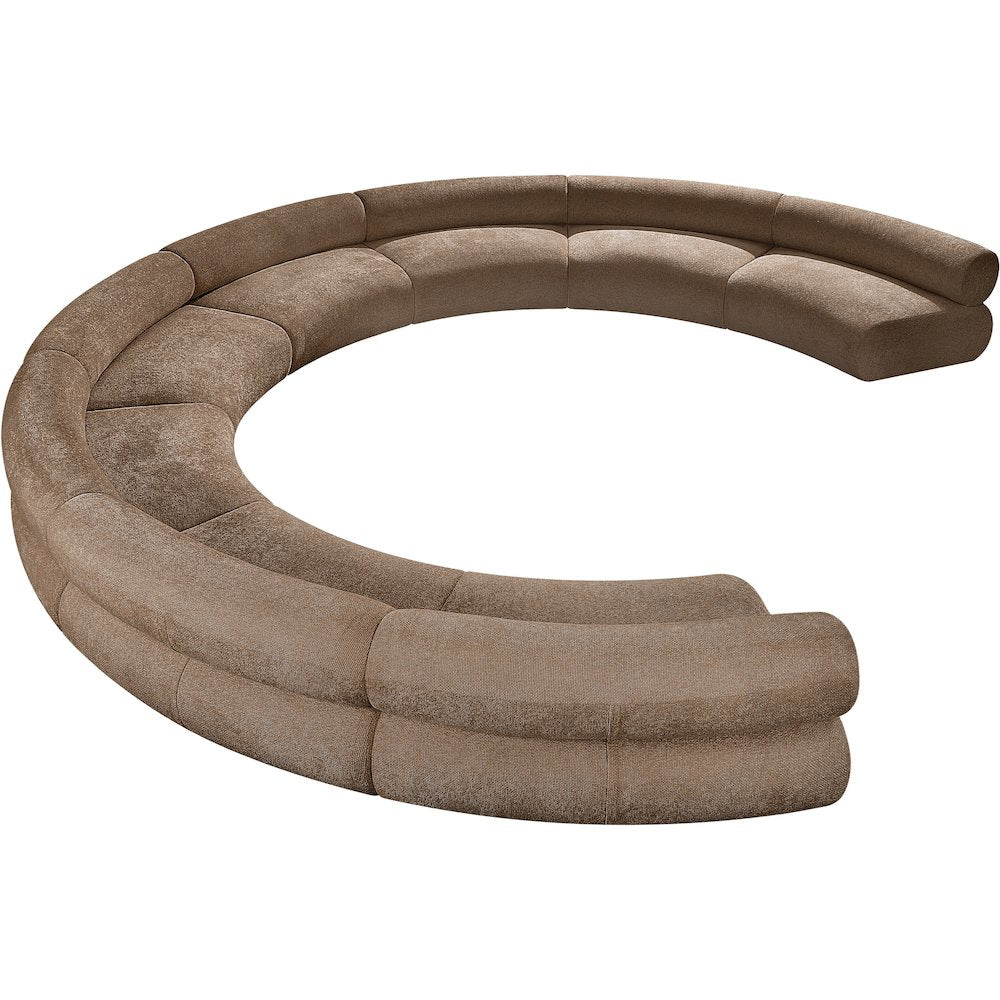 Bale 202" Brown Chenille Fabric Upholstered 8 pc. Modular Sectional