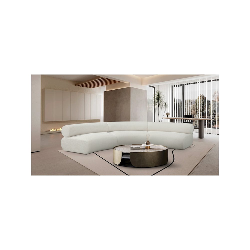 Bale Cream Chenille Fabric Modular Sofa