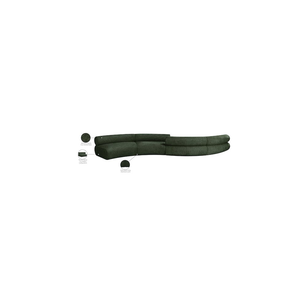 Bale Green Chenille Fabric Modular Sofa