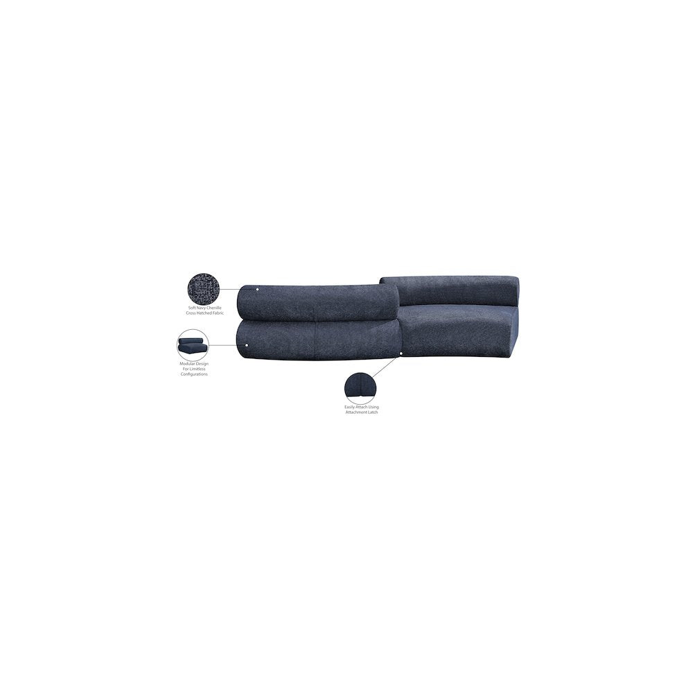 Bale Navy Chenille Fabric Modular Sofa