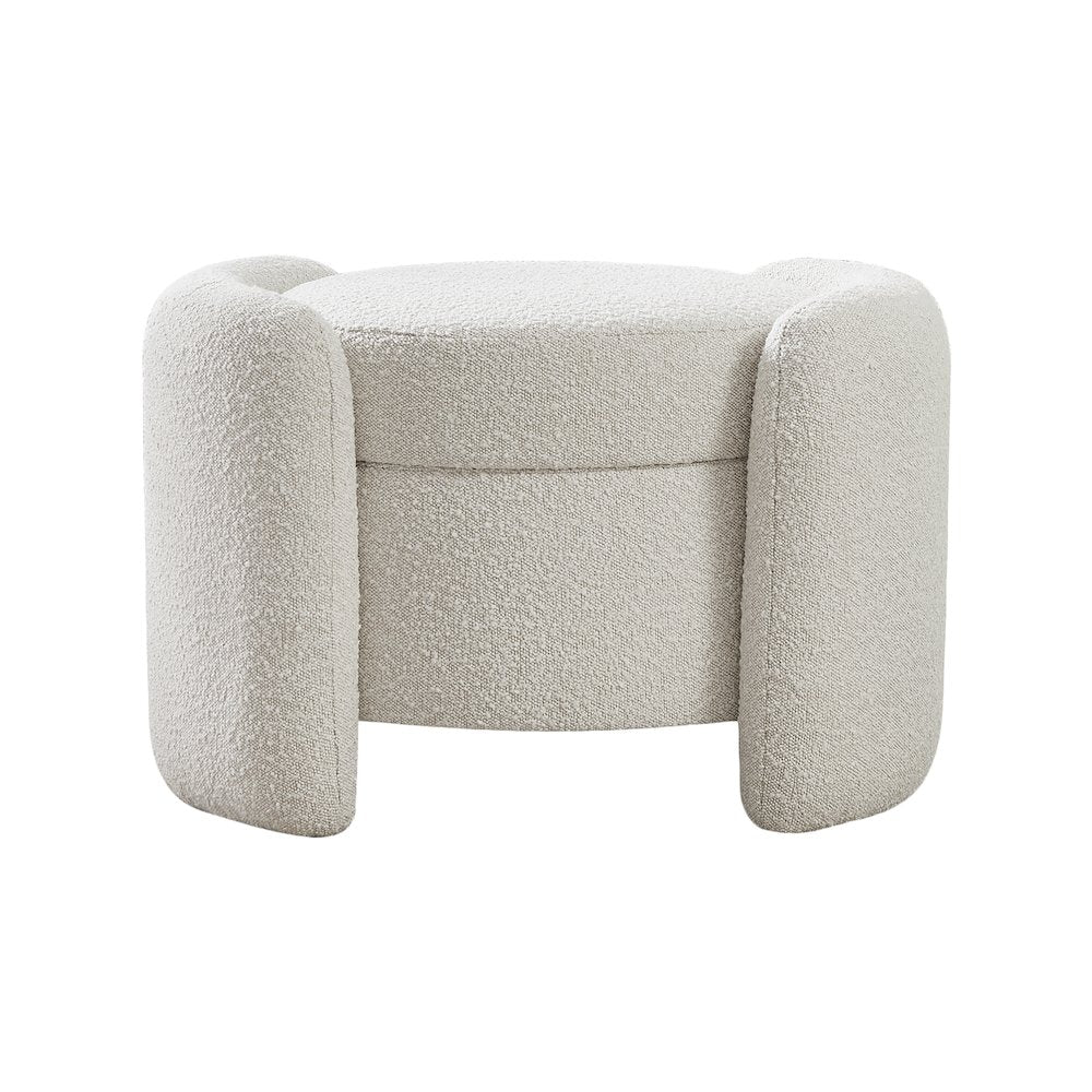 Horizon Cream Boucle Fabric Ottoman