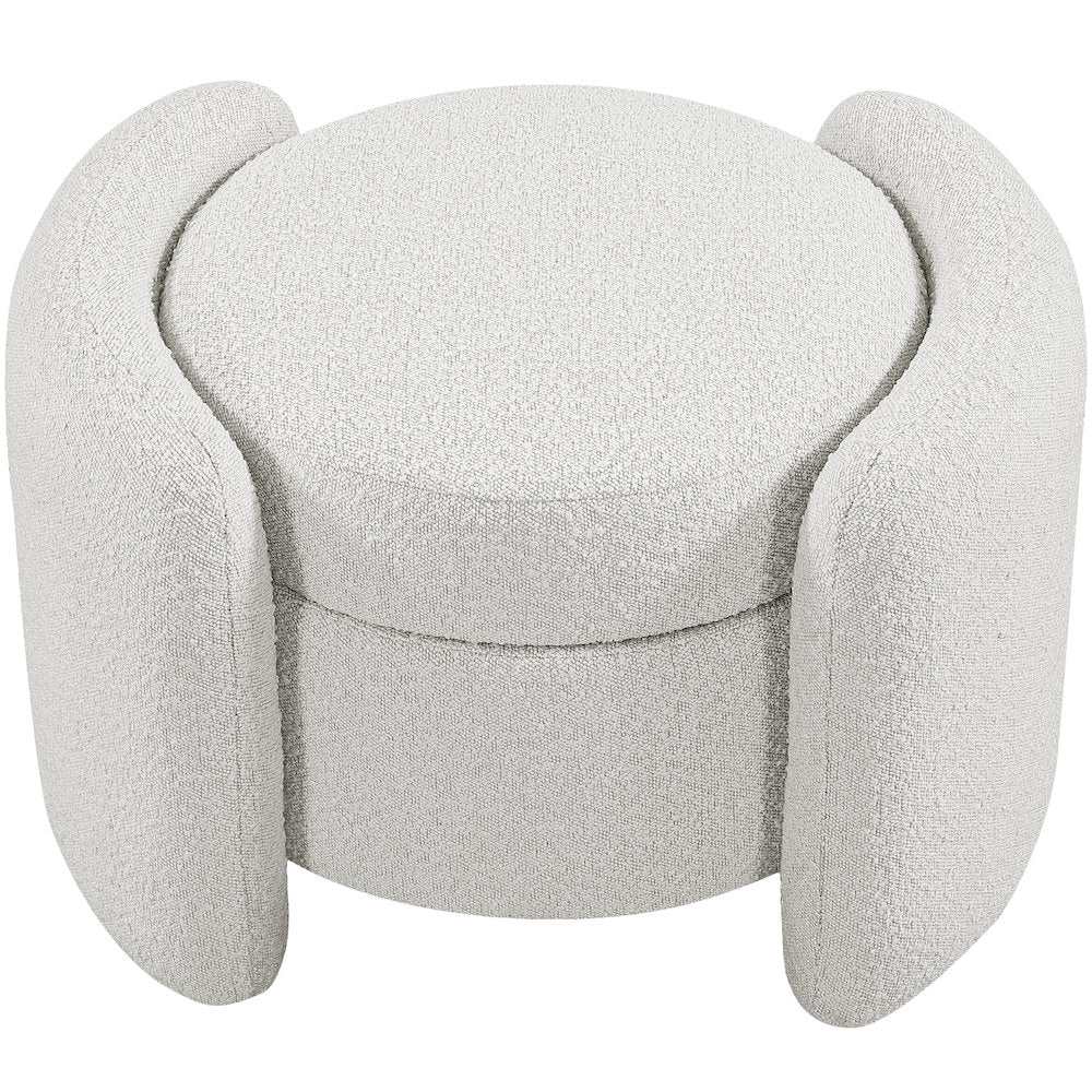Horizon Cream Boucle Fabric Ottoman