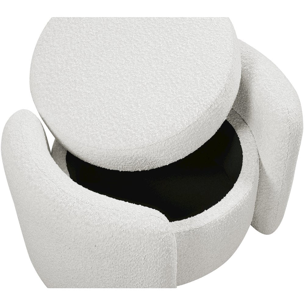 Horizon Cream Boucle Fabric Ottoman