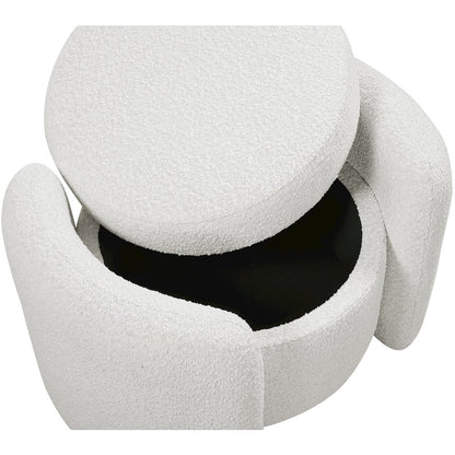 Horizon Cream Boucle Fabric Ottoman