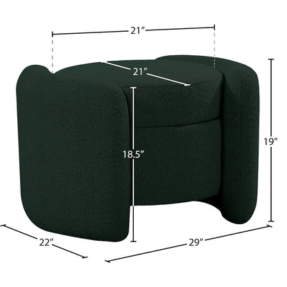 Horizon Green Boucle Fabric Ottoman