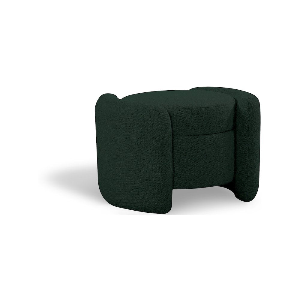 Horizon Green Boucle Fabric Ottoman