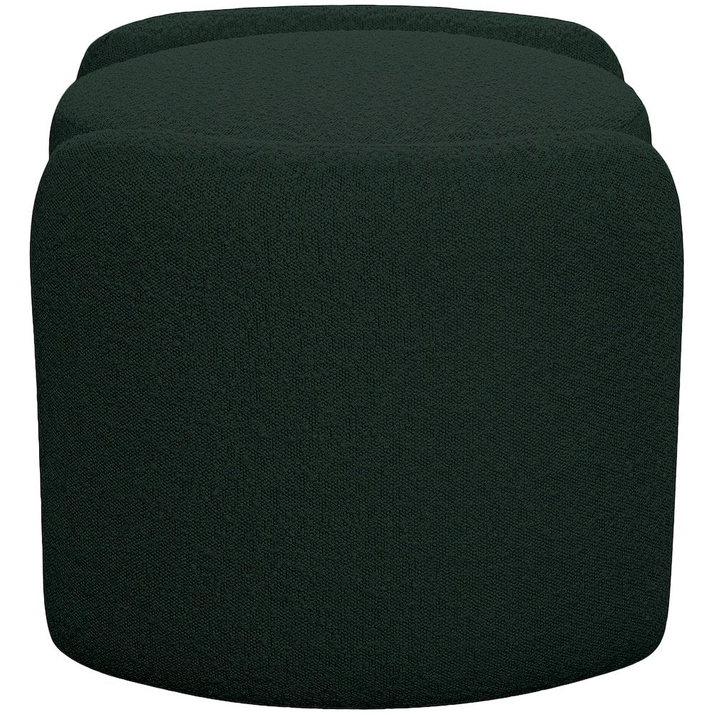 Horizon Green Boucle Fabric Ottoman