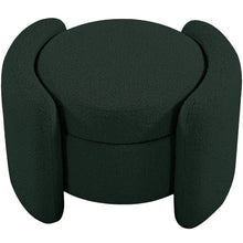 Horizon Green Boucle Fabric Ottoman