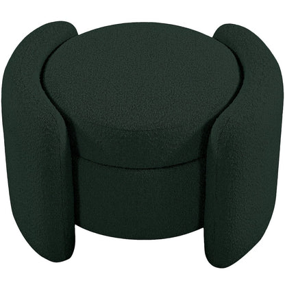 Horizon Green Boucle Fabric Ottoman
