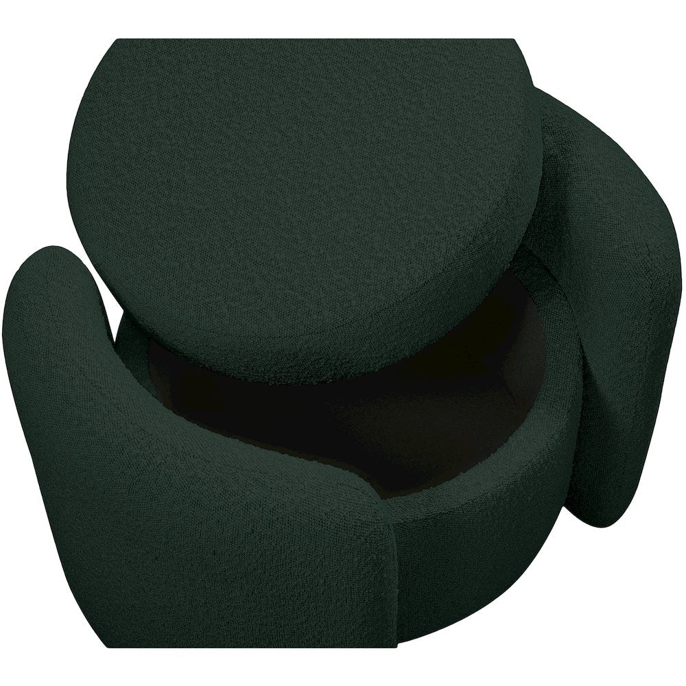 Horizon Green Boucle Fabric Ottoman
