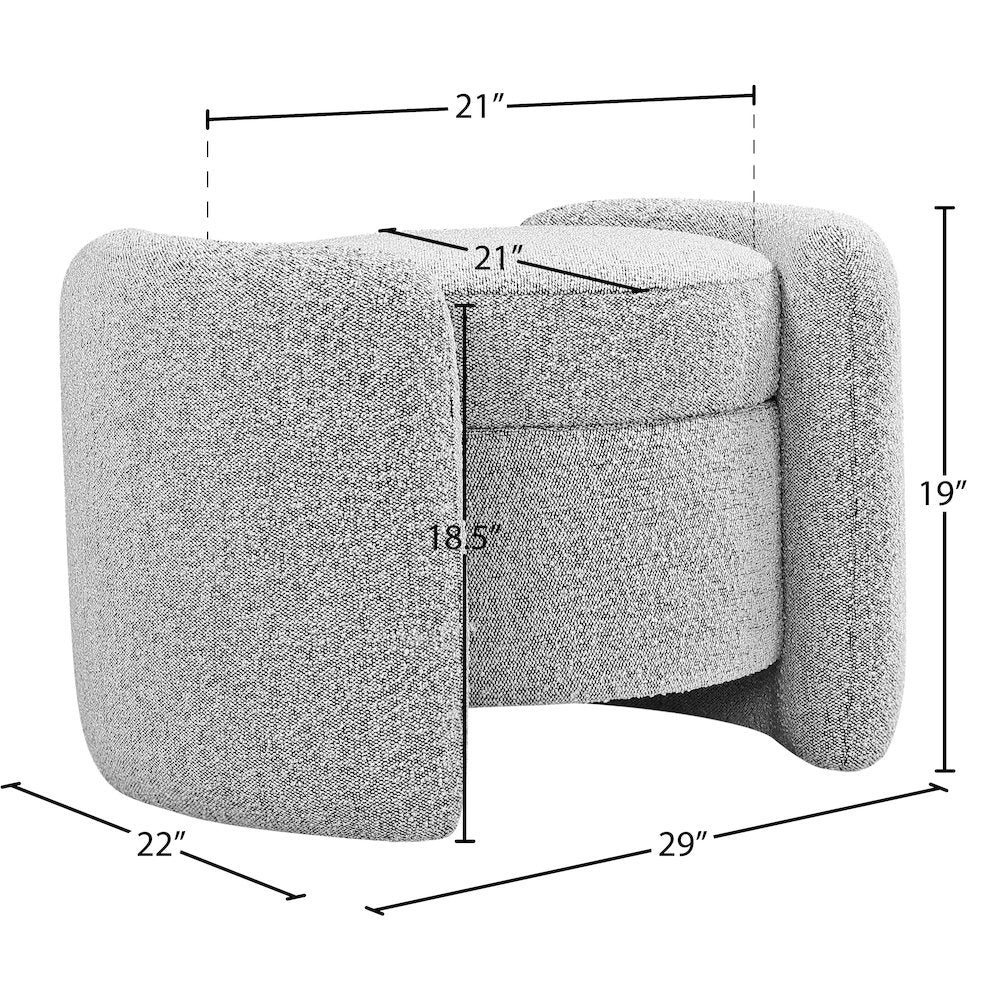 Horizon Grey Boucle Fabric Ottoman