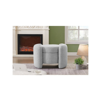 Horizon Grey Boucle Fabric Ottoman