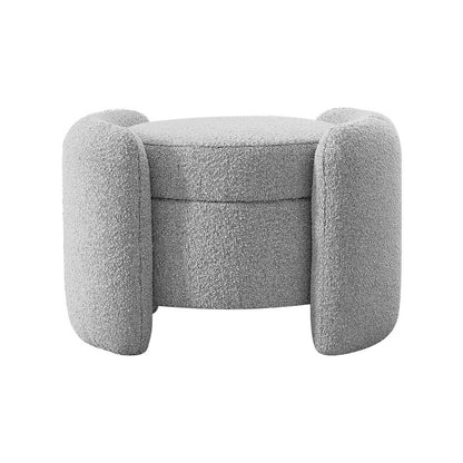 Horizon Grey Boucle Fabric Ottoman