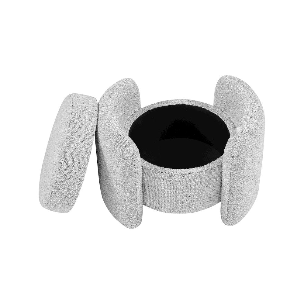 Horizon Grey Boucle Fabric Ottoman