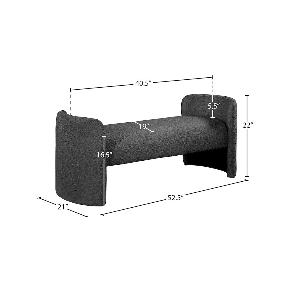 Peyton Black Boucle Fabric Bench