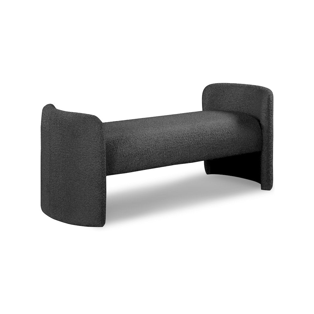 Peyton Black Boucle Fabric Bench